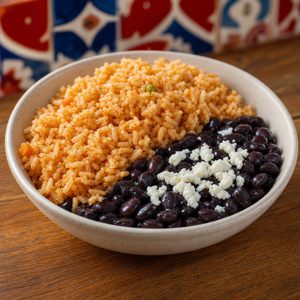Arroz, Refritos or Black Beans.